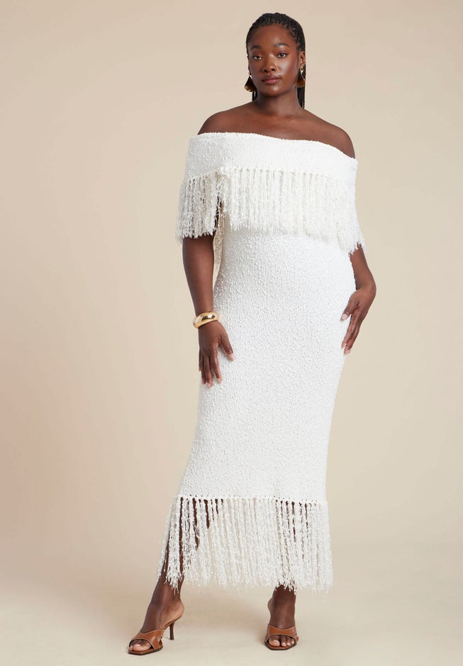 Textured Fringe Sweater Dress image number 1