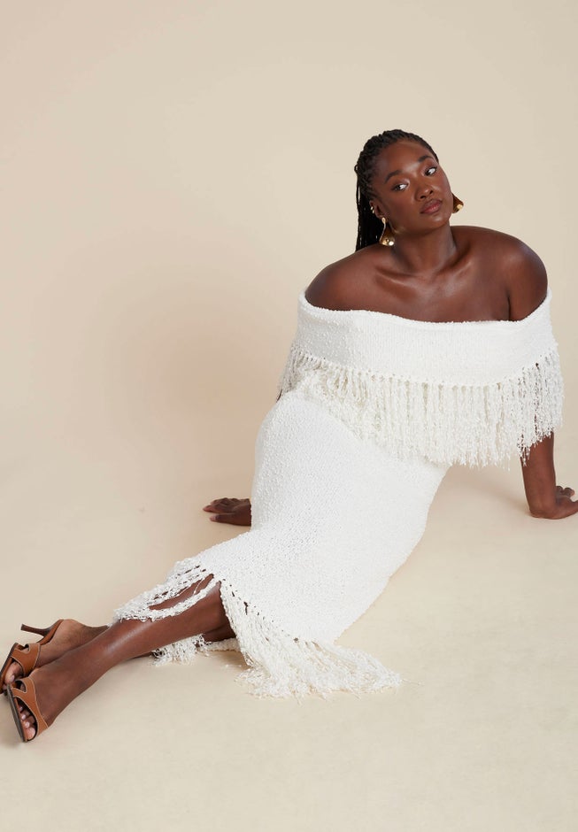 Textured Fringe Sweater Dress image number 3