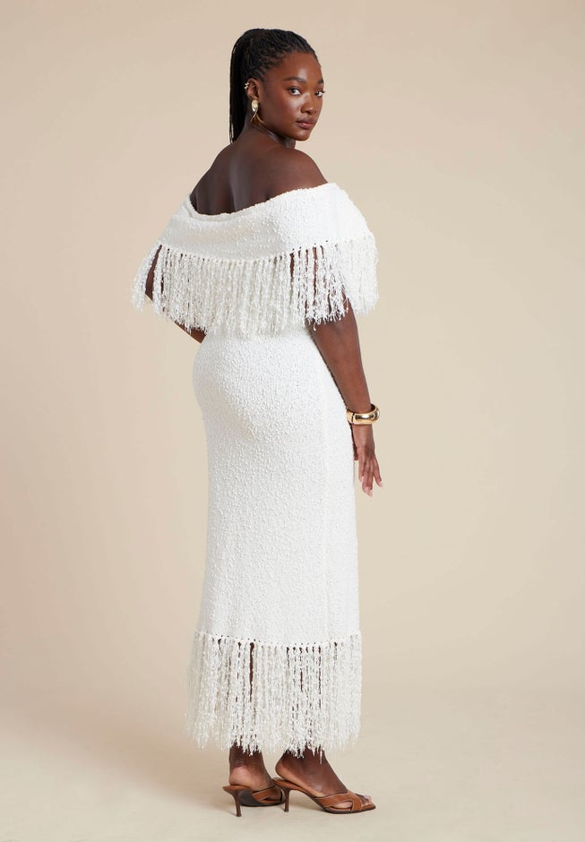 Textured Fringe Sweater Dress image number 4