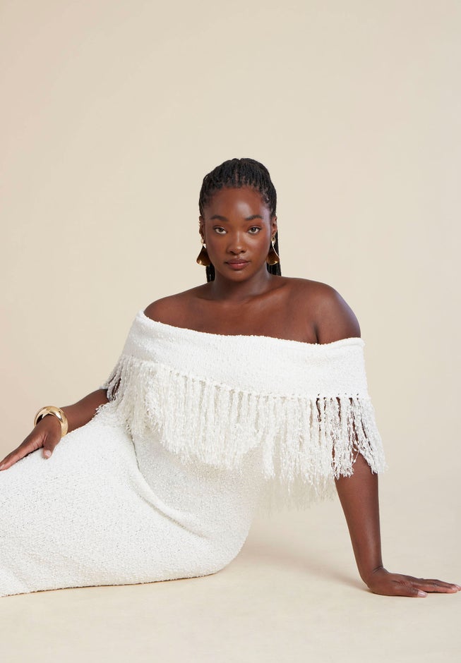 Textured Fringe Sweater Dress image number 5