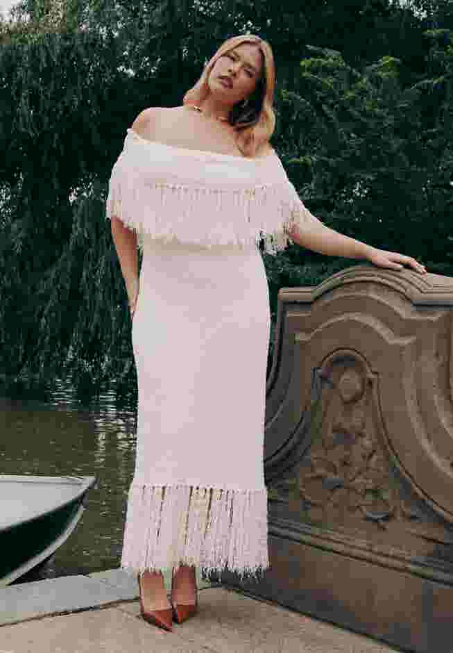 Textured Fringe Sweater Dress image number 0