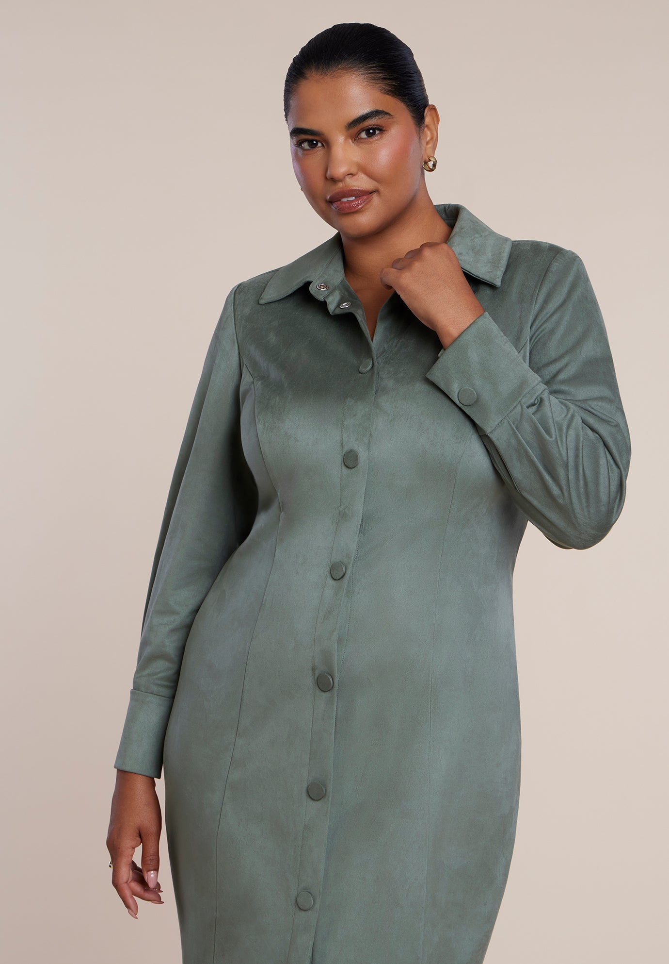 Suede Shirt Dress image number 2