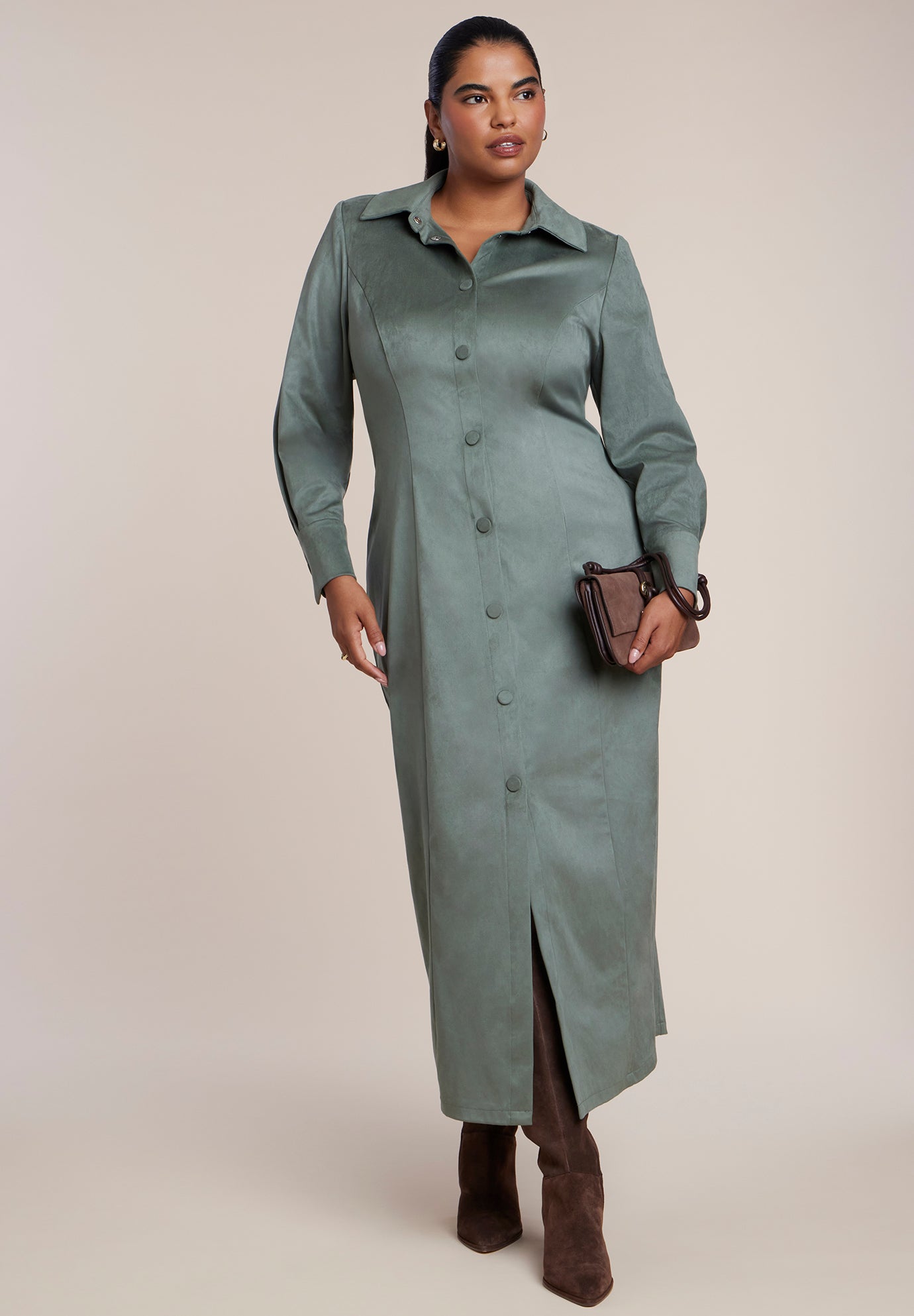 Suede Shirt Dress image number 0