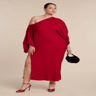 Exaggerated Sleeve Draped Maxi Dress image number null