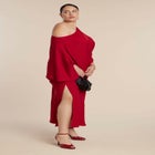 Exaggerated Sleeve Draped Maxi Dress image number null