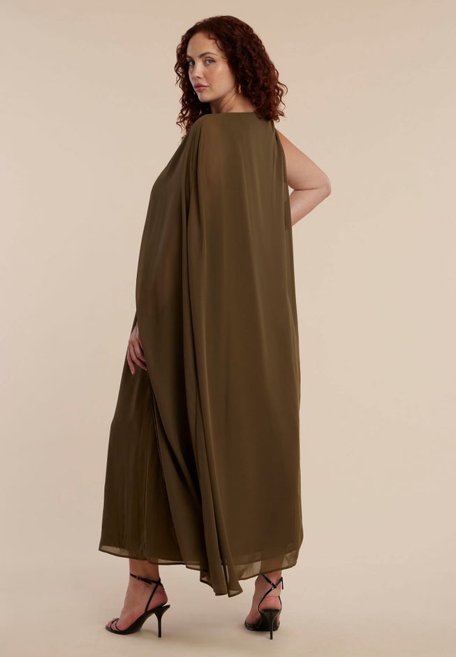 Hardware Detail Cape Maxi Dress image number 4