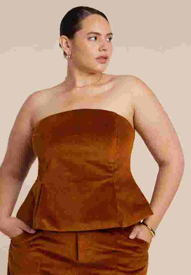 Corduroy Peplum Bustier image number 1