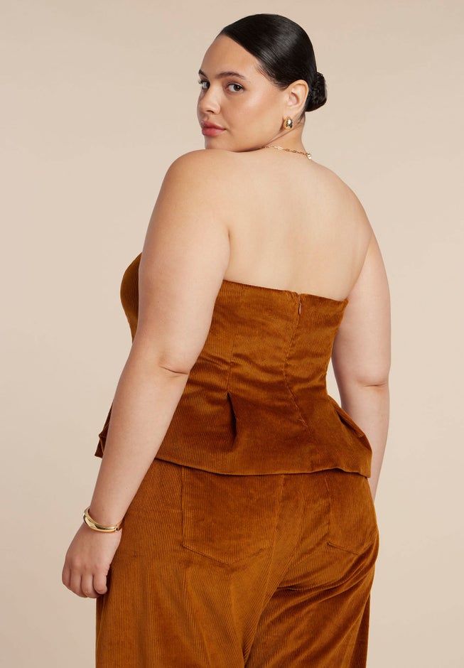 Corduroy Peplum Bustier image number 2