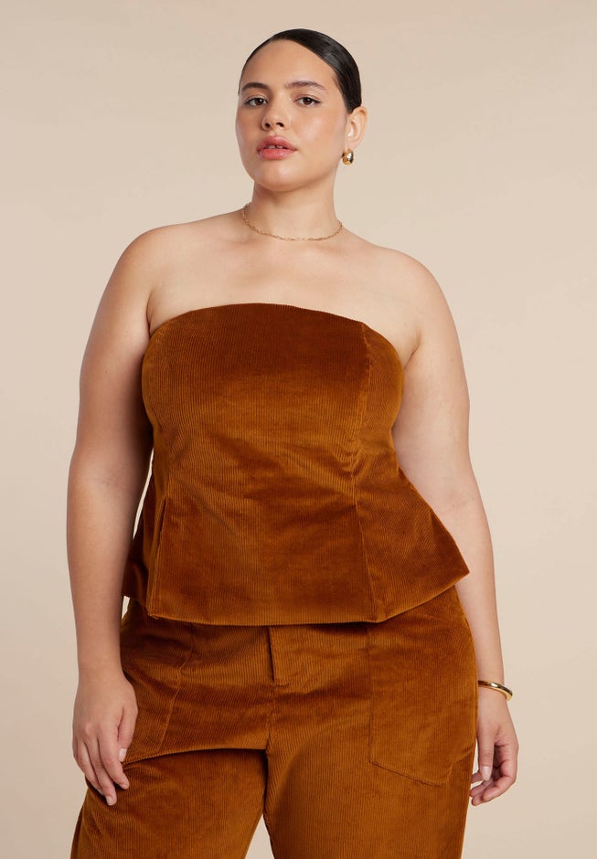 Corduroy Peplum Bustier image number 0
