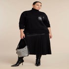 Faux Leather Pocket Turtleneck Sweater image number null