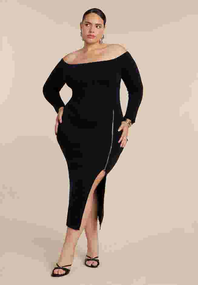 Sweater Midi Dress W Zippers image number 2