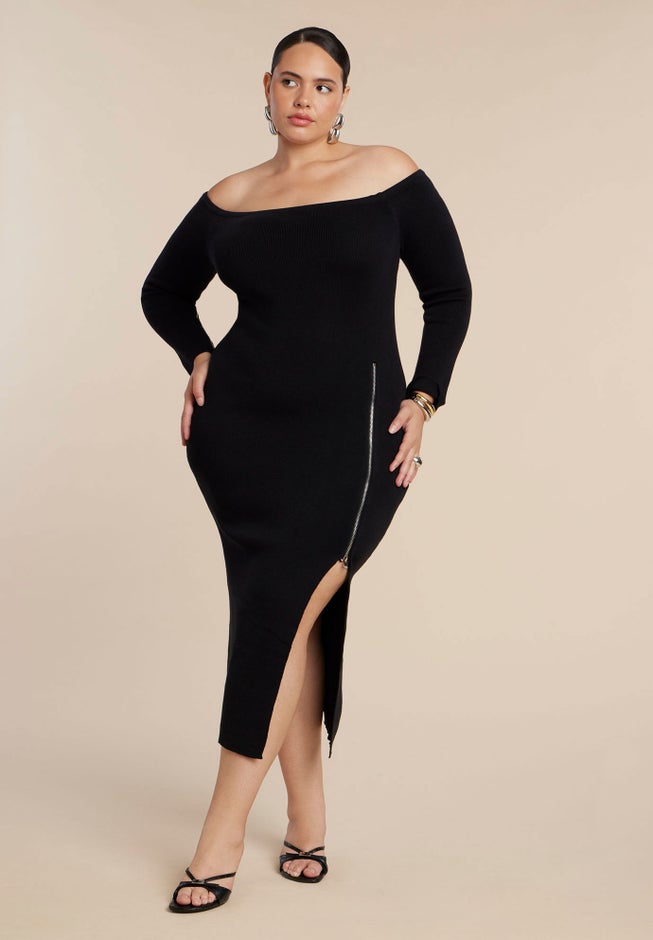 Sweater Midi Dress W Zippers image number 2