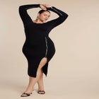 Sweater Midi Dress W Zippers image number null