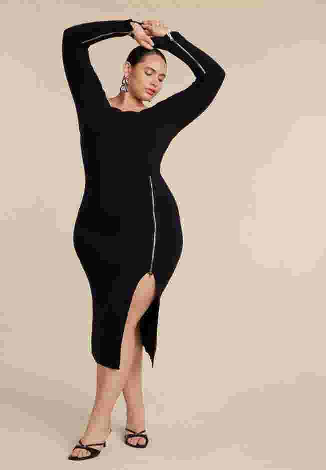 Sweater Midi Dress W Zippers image number 0