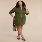 Denim Mini Dress With Zipper Detail image number null