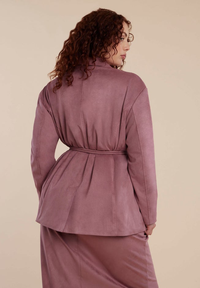 Faux Suede Tassel Belted Blazer image number 2