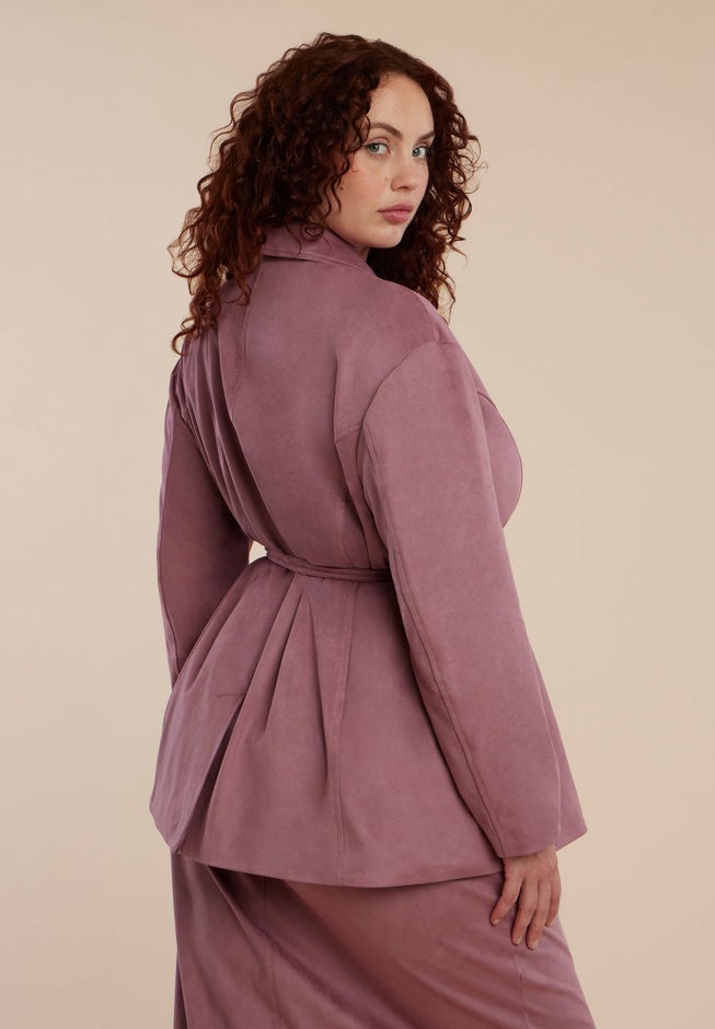 Faux Suede Tassel Belted Blazer image number 3