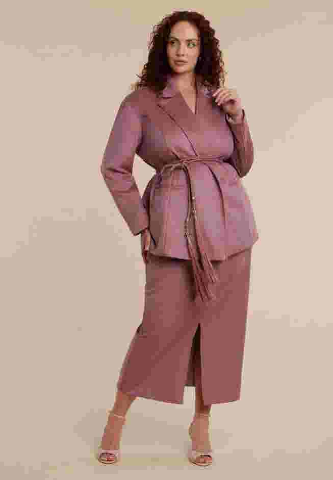 Faux Suede Tassel Belted Blazer image number 4