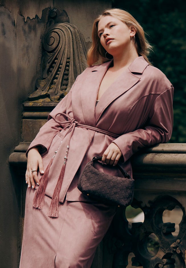 Faux Suede Tassel Belted Blazer image number 5