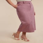 Faux Suede Midi Column Skirt image number null