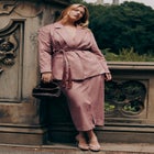 Faux Suede Midi Column Skirt image number null