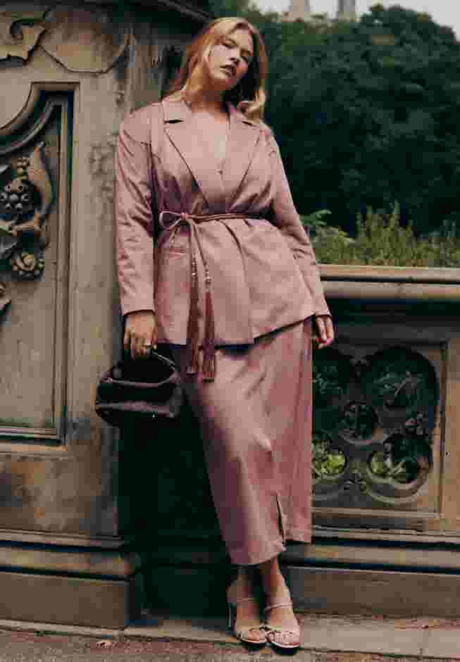 Faux Suede Midi Column Skirt image number 0