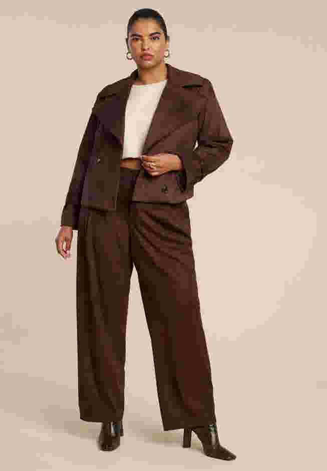 Cropped Faux Suede Trench Jacket image number 3