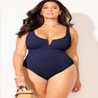 Ribbed V-Wire One Piece Swimsuit image number null