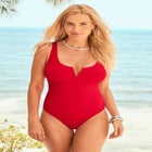 Ribbed V-Wire One Piece Swimsuit image number null