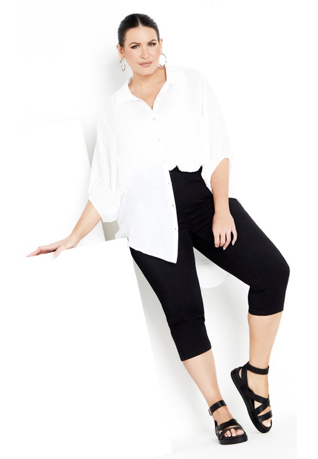 Pull On Cropped Denim Legging image number 3