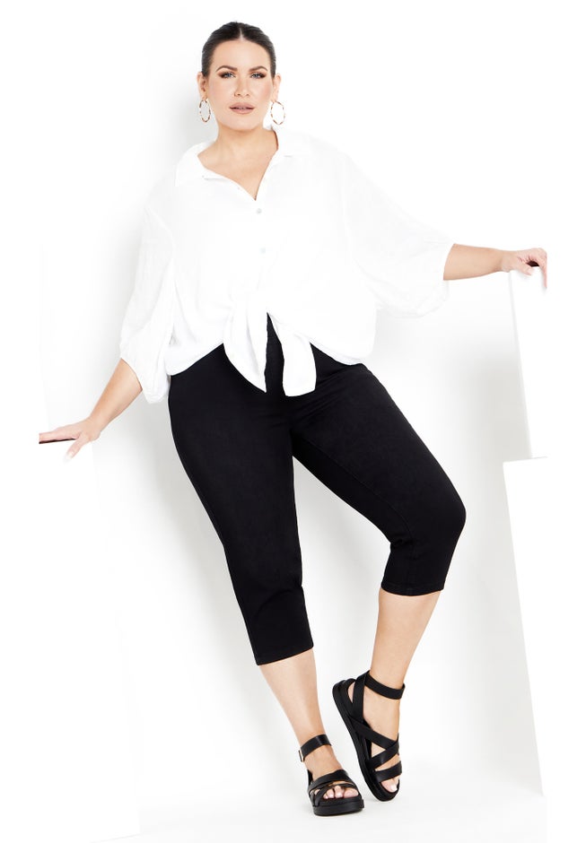 Pull On Cropped Denim Legging image number 5