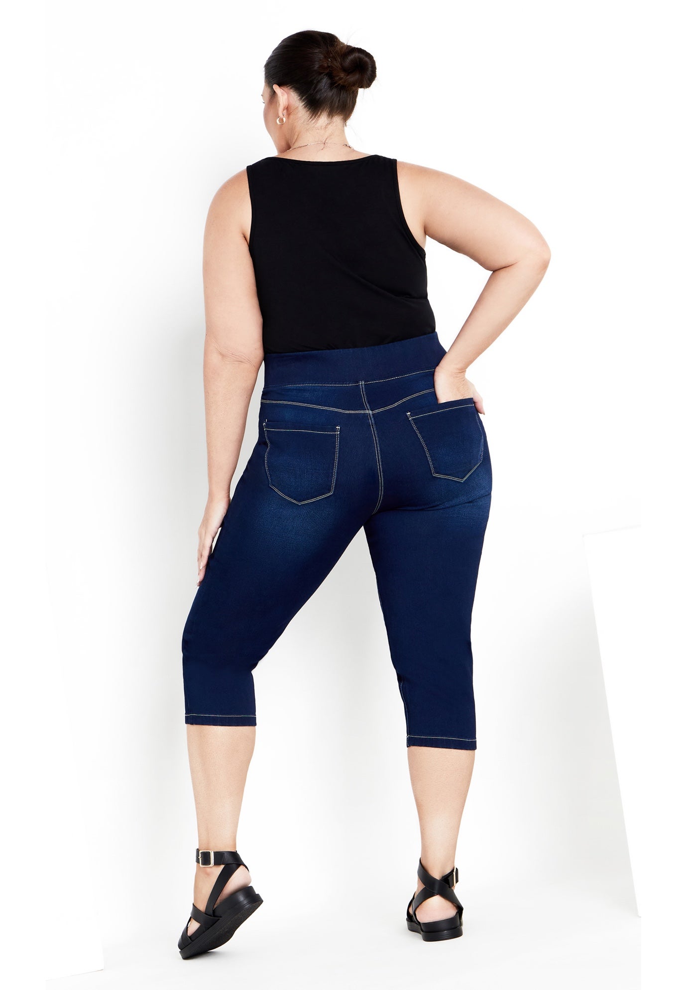 Pull On Cropped Denim Legging image number 1