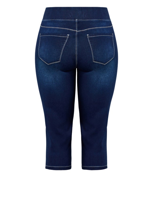 Pull On Cropped Denim Legging image number 4