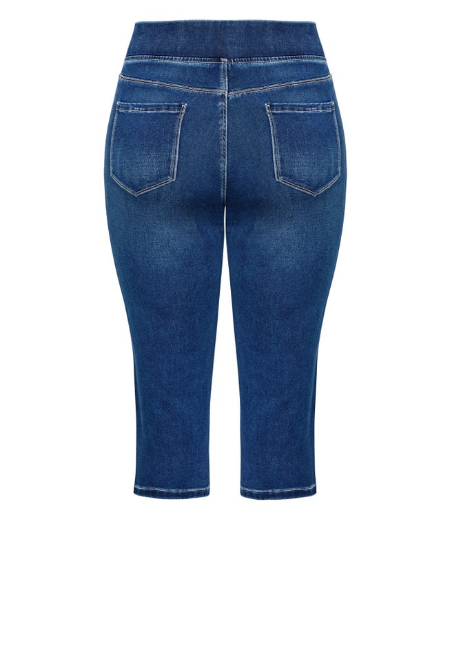 Pull On Cropped Denim Legging image number 4