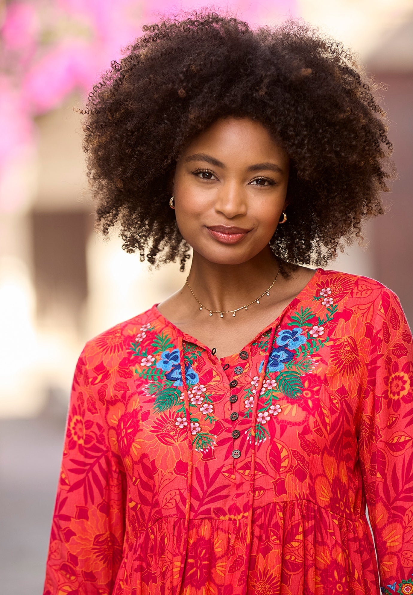 Boho Embroidered Crinkle Tunic image number 2