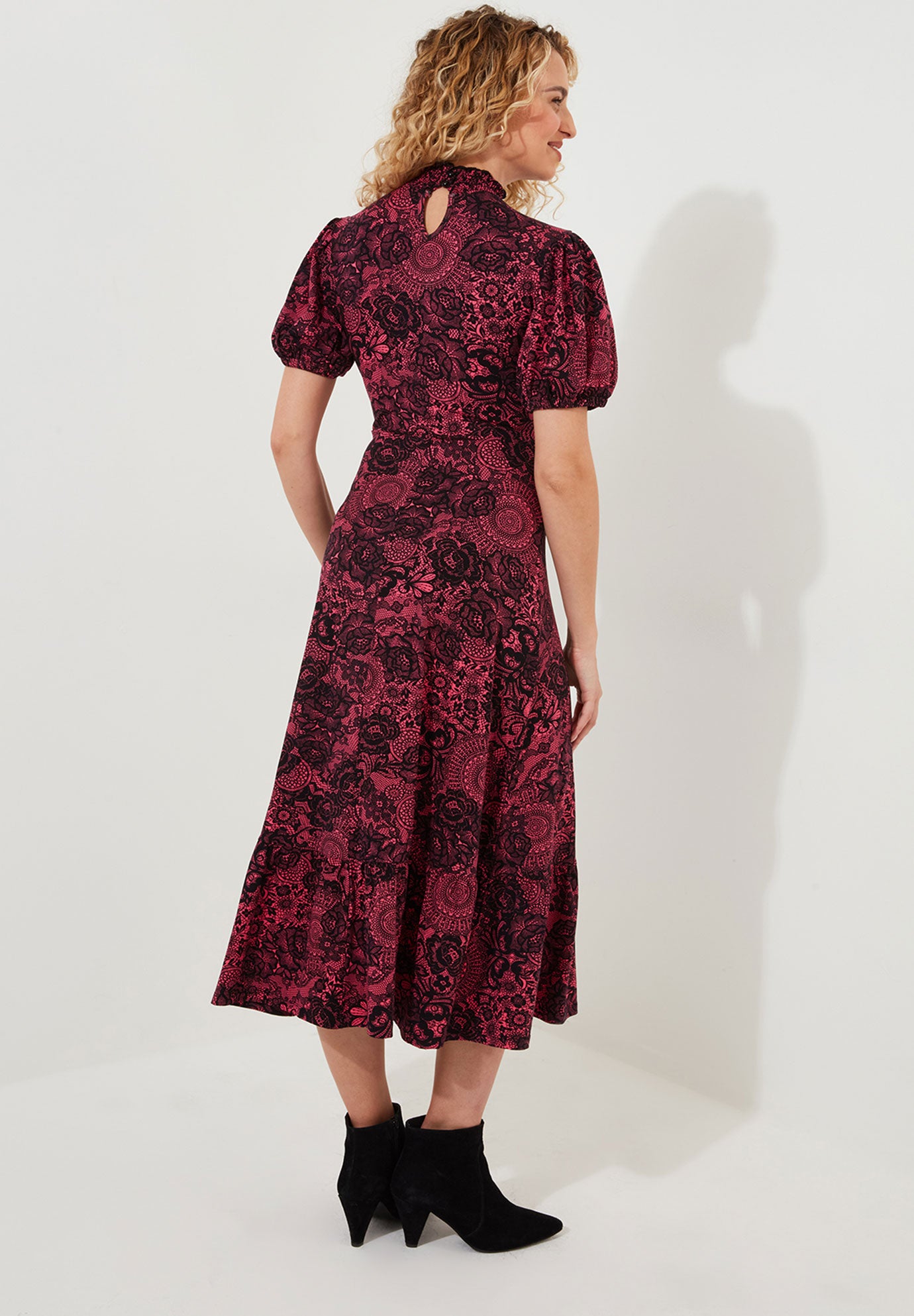 Stretch Knit Mockneck Midi Dress image number 1