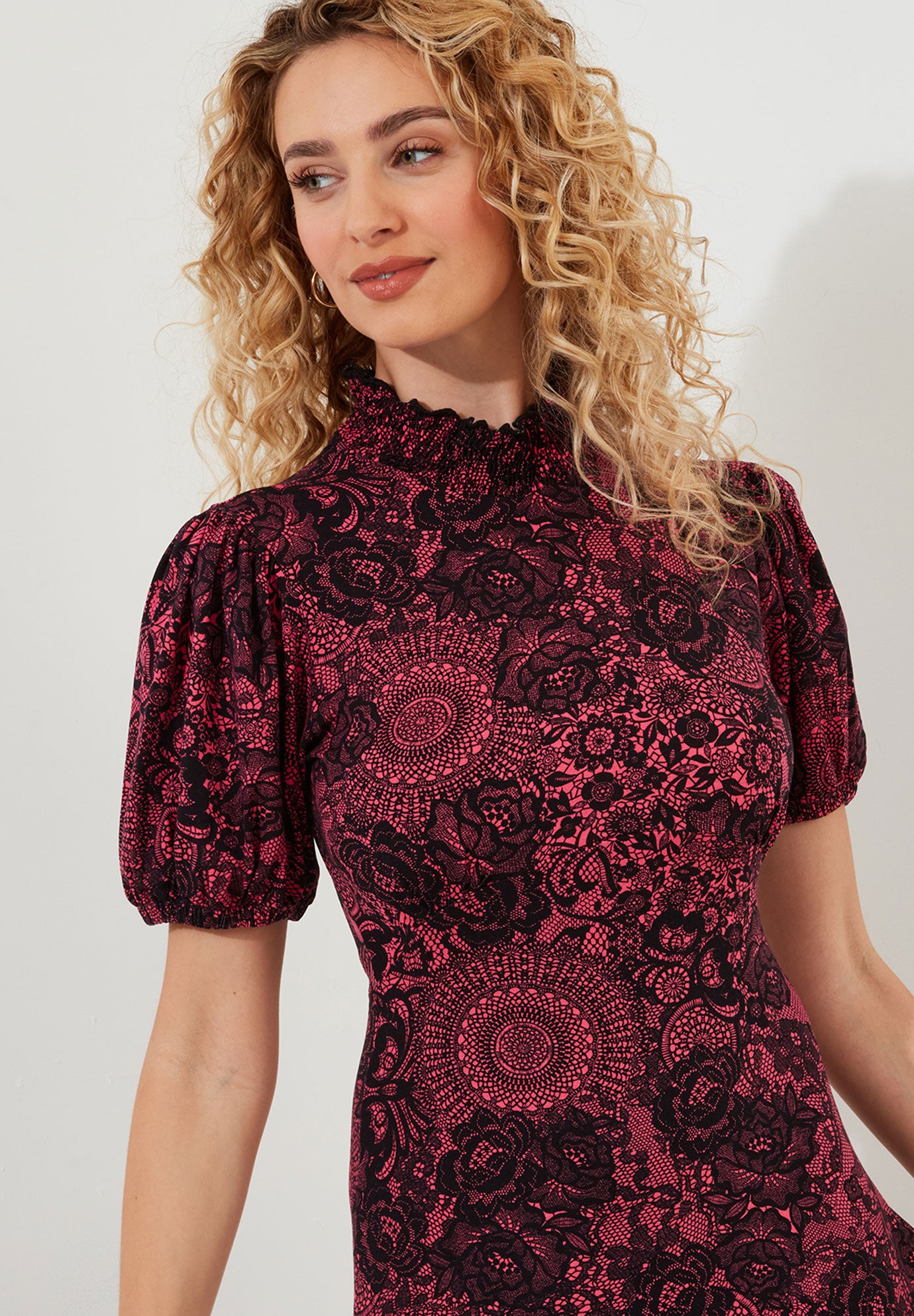 Stretch Knit Mockneck Midi Dress image number 3