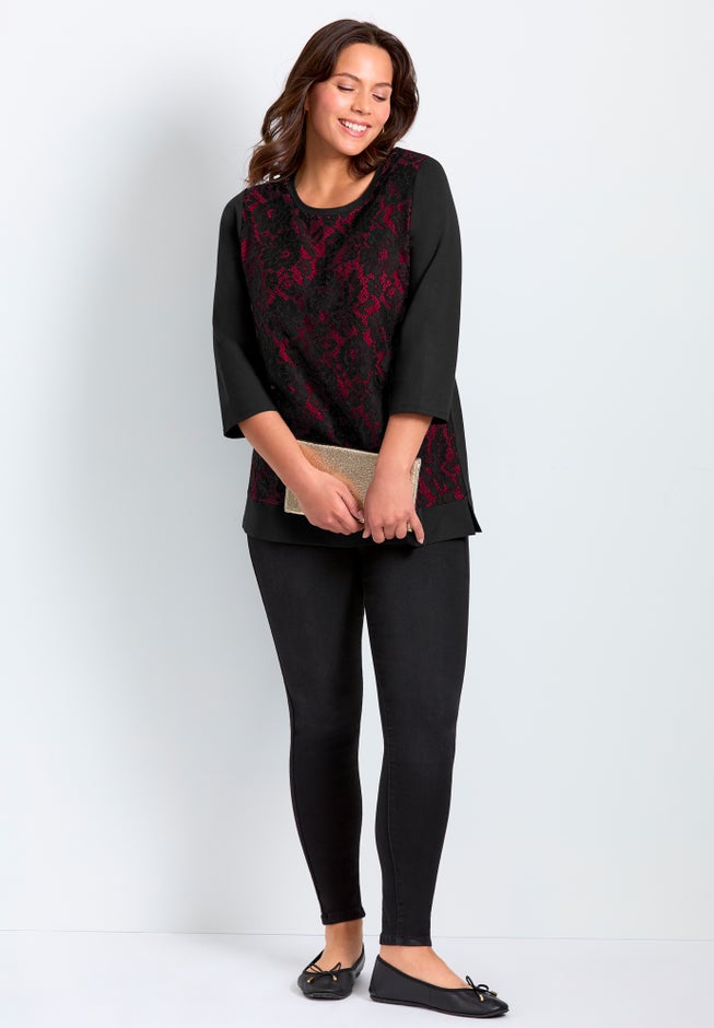 Lace Crewneck Tee image number 1