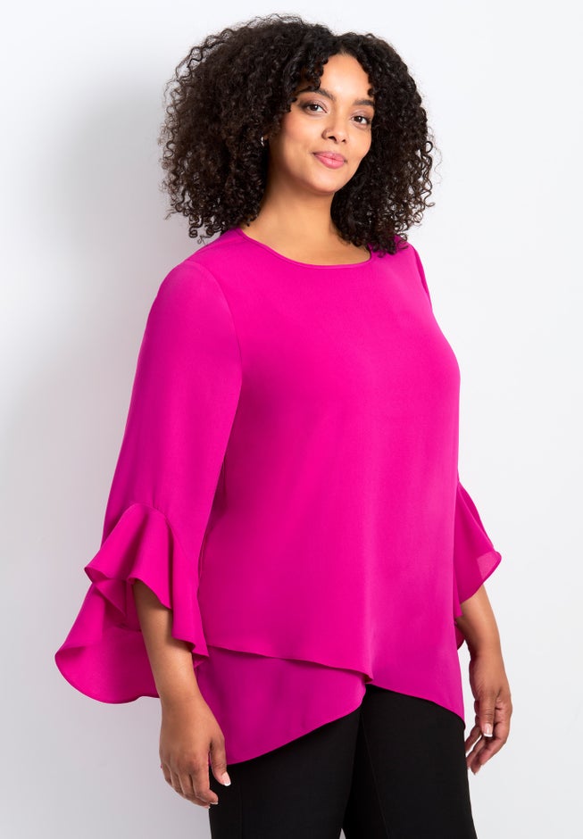 Ruffle Sleeve Tulip Hem Blouse image number 2