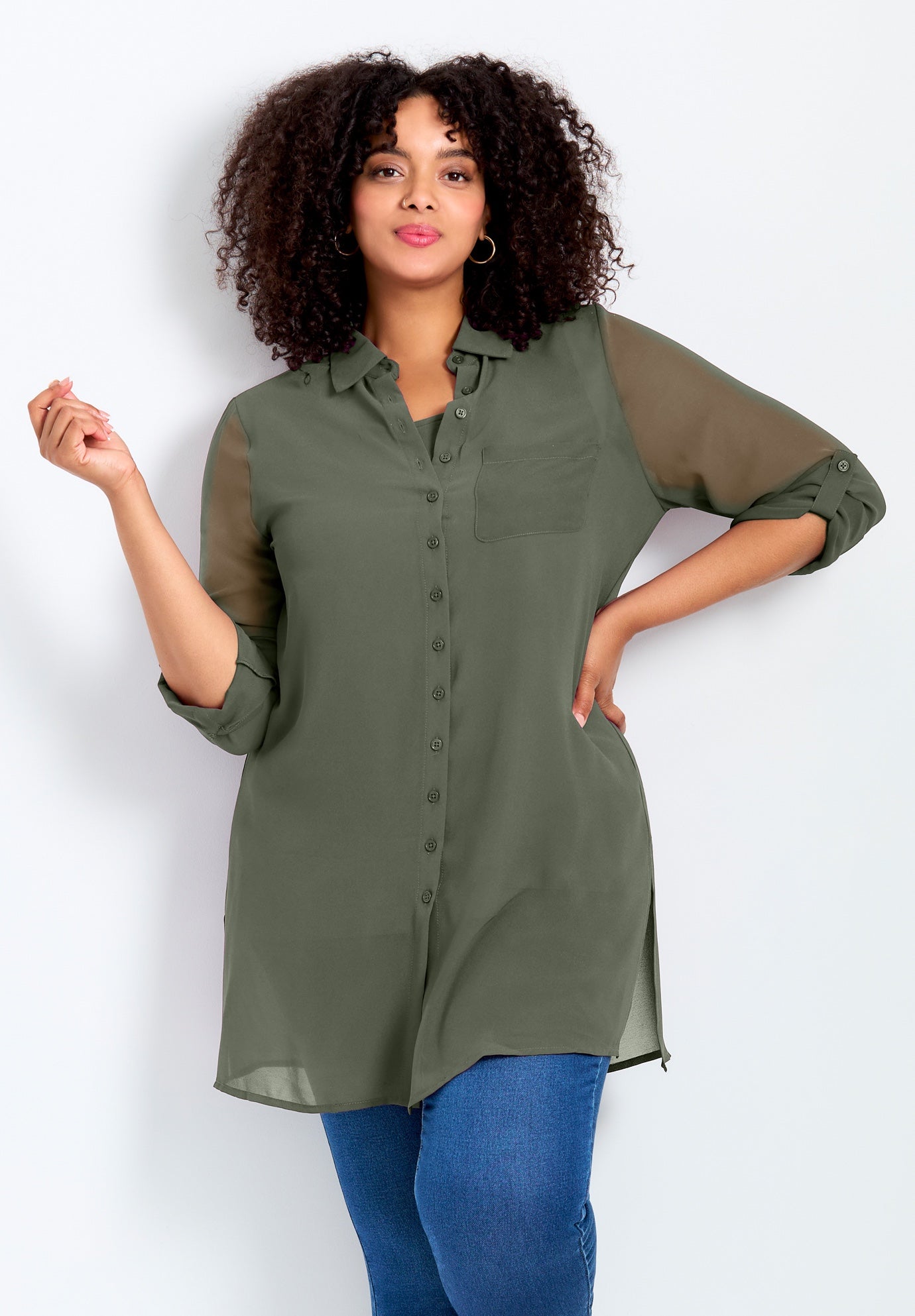 Convertible Button Down Tunic image number 0