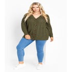 Cara Cable Knit V Neck Cardigan image number null