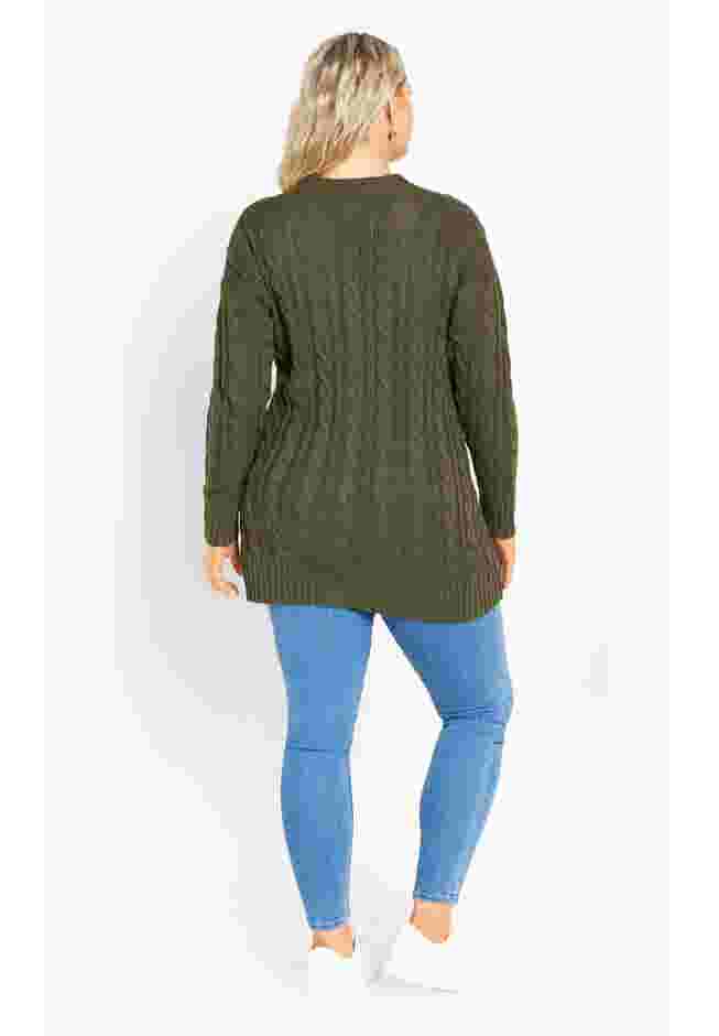 Cara Cable Knit V Neck Cardigan image number 3