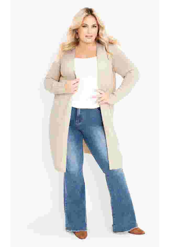 Charmed Collarless Longline Cardigan image number 1