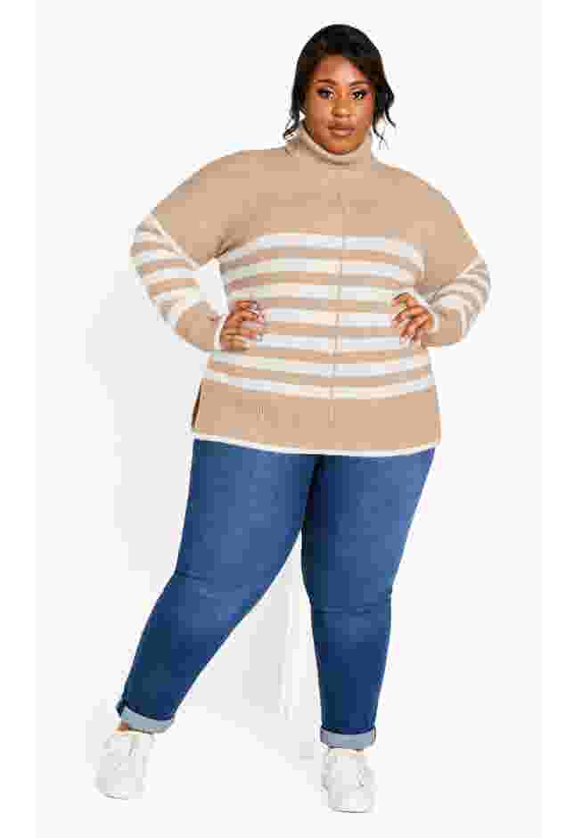 Livvy Roll Neck Stripe Sweater image number 1