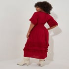 Crochet Trim Boho Midi Dress image number null