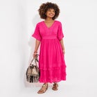 Crochet Trim Boho Midi Dress image number null