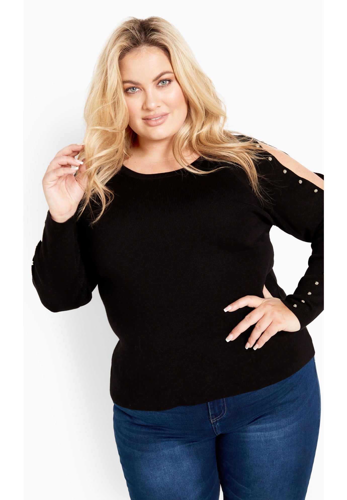 Cold Shoulder Full Length Sleeves Sweater image number 4