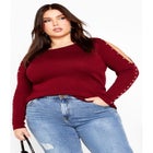 Cold Shoulder Full Length Sleeves Sweater image number null