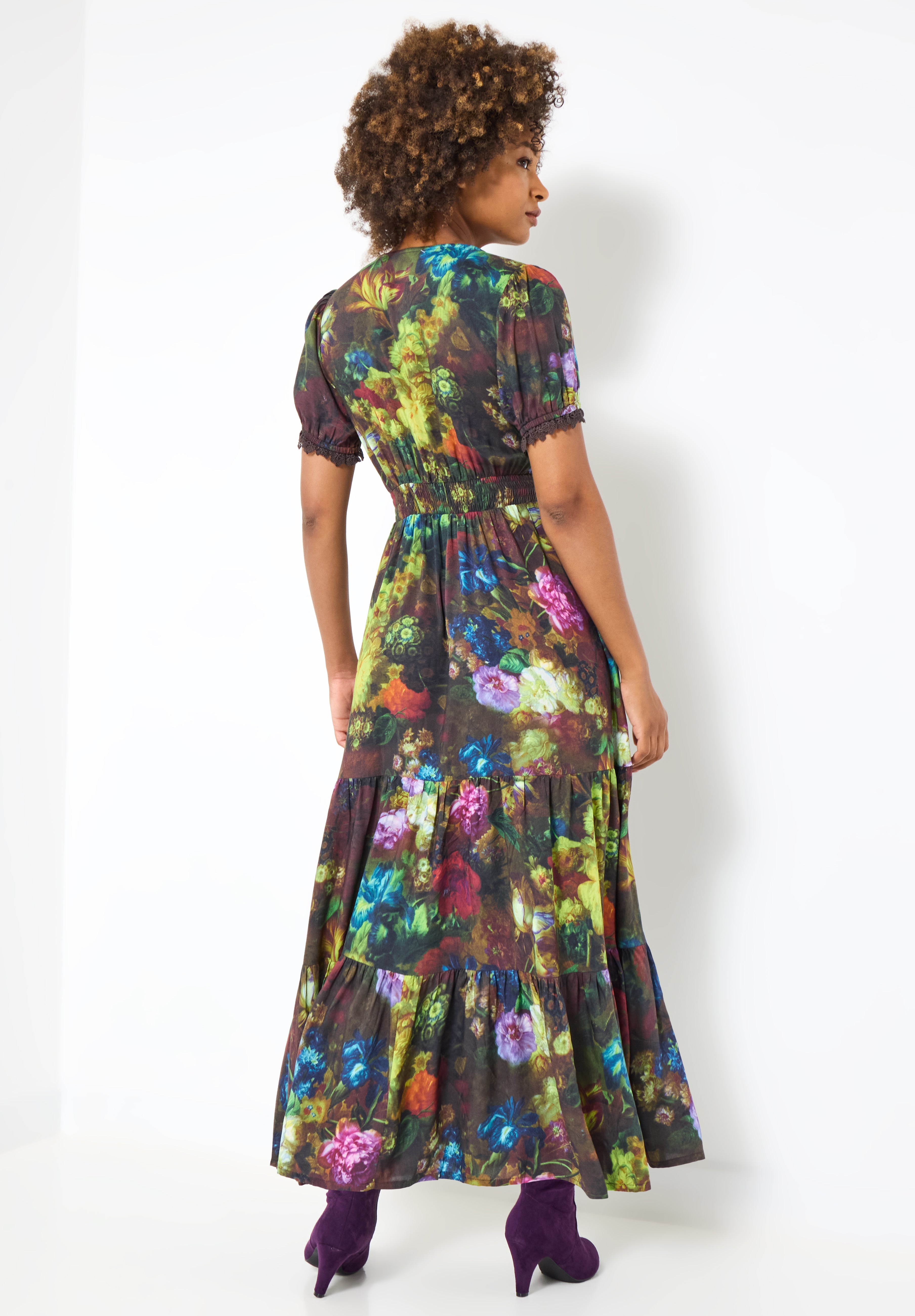 V-Neck Tiered Midi Dress image number 3
