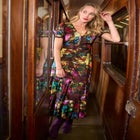 V-Neck Tiered Midi Dress image number 0